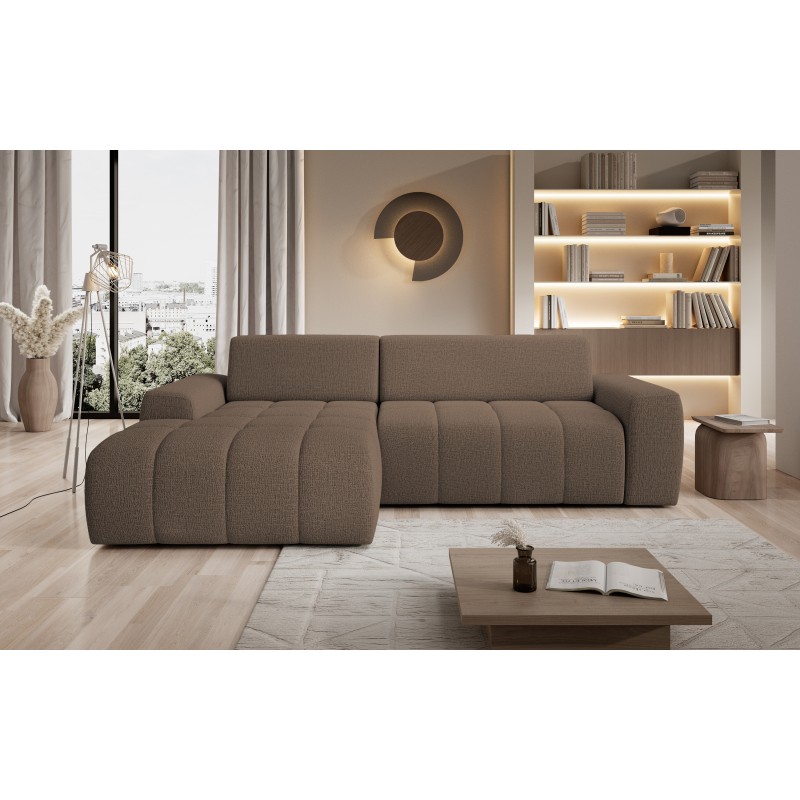SAVIO Left-Handed Corner Sofa with Electric Adjustment in Free-Standing KANSAS 08 Cappuccino Fabric - WERSAL Edition SAVIO Left-Handed Corner Sofa with Electric Adjustment in Free-Standing KANSAS 08 Cappuccino Fabric - WERSAL Edition