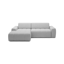SAVIO Left-Handed Corner Sofa with Electric Adjustment, Free-Standing in KANSAS 12 Ash Fabric WERSAL