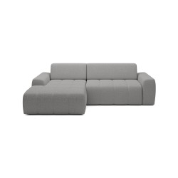 SAVIO Left-Handed Corner Sofa with Electric Adjustment, Freestanding, KANSAS 14 Light Grey Fabric, VERSAILLES Edition