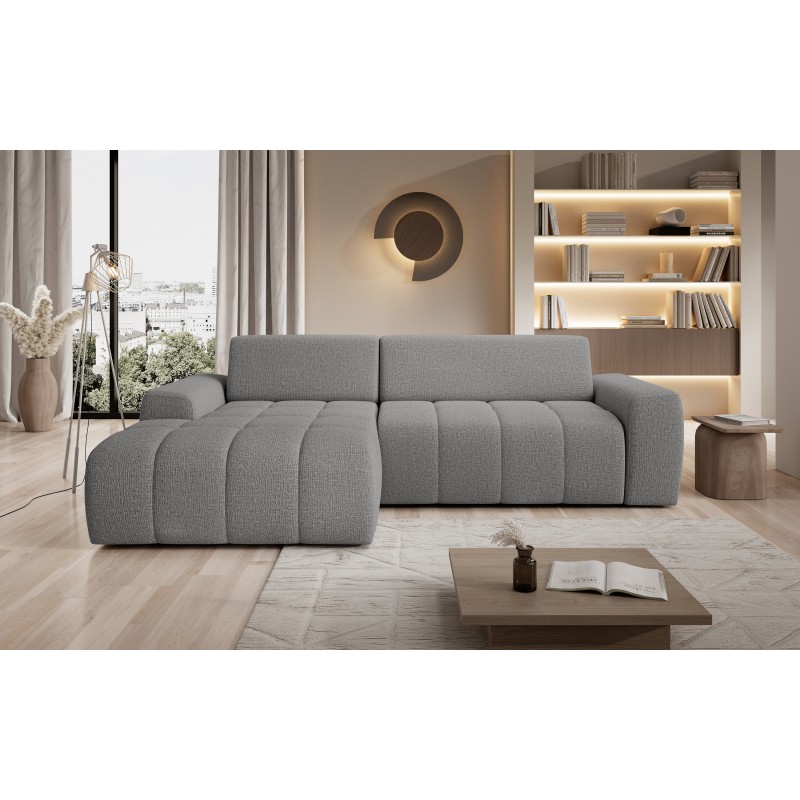 SAVIO Left-Handed Corner Sofa with Electric Adjustment, Freestanding, KANSAS 14 Light Grey Fabric, VERSAILLES Edition SAVIO Left-Handed Corner Sofa with Electric Adjustment, Freestanding, KANSAS 14 Light Grey Fabric, VERSAILLES Edition