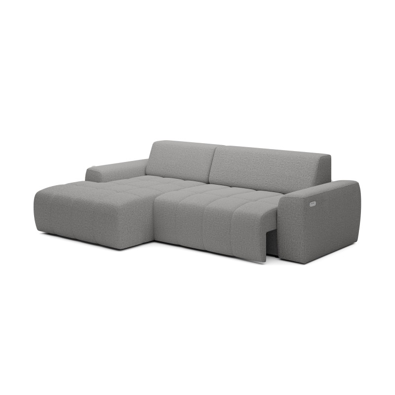 SAVIO Left-Handed Corner Sofa with Electric Adjustment, Freestanding, KANSAS 14 Light Grey Fabric, VERSAILLES Edition SAVIO Left-Handed Corner Sofa with Electric Adjustment, Freestanding, KANSAS 14 Light Grey Fabric, VERSAILLES Edition