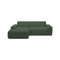 SAVIO Left-Hand Corner Sofa with Electric Adjustment, Freestanding in KANSAS 22 Green Fabric by WERSAL