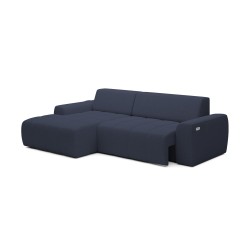 SAVIO Left-Handed Corner Sofa with Electric Adjustment, Free-Standing in KANSAS 23 Blue Fabric - VERSAILLES Edition SAVIO Left-Handed Corner Sofa with Electric Adjustment, Free-Standing in KANSAS 23 Blue Fabric - VERSAILLES Edition