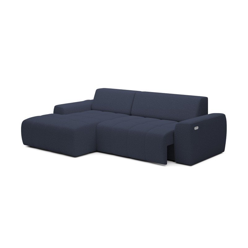 SAVIO Left-Handed Corner Sofa with Electric Adjustment, Free-Standing in KANSAS 23 Blue Fabric - VERSAILLES Edition SAVIO Left-Handed Corner Sofa with Electric Adjustment, Free-Standing in KANSAS 23 Blue Fabric - VERSAILLES Edition
