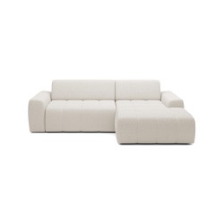 SAVIO Right-Handed Corner Sofa with Electric Adjustment, Free-Standing in KANSAS 02 Light Beige Fabric by WERSAL
