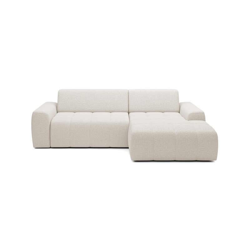 SAVIO Right-Handed Corner Sofa with Electric Adjustment, Free-Standing in KANSAS 02 Light Beige Fabric by WERSAL