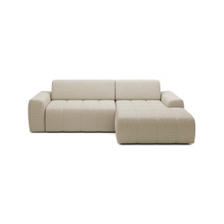 SAVIO Right-Sided Corner Sofa with Electric Adjustment, Free-Standing, KANSAS 06 Dark Beige Fabric - VERSAILLES Edition