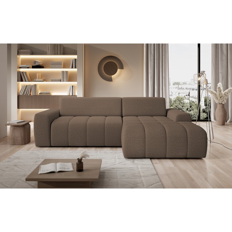 SAVIO Right-Hand Corner Sofa with Electric Adjustment, Freestanding in KANSAS 08 Cappuccino Fabric - VERSAILLES Edition SAVIO Right-Hand Corner Sofa with Electric Adjustment, Freestanding in KANSAS 08 Cappuccino Fabric - VERSAILLES Edition