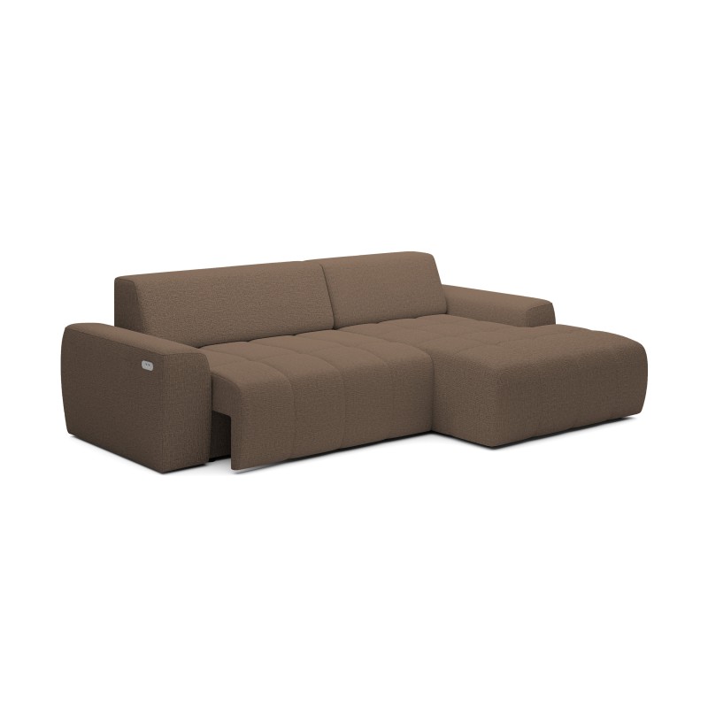 SAVIO Right-Hand Corner Sofa with Electric Adjustment, Freestanding in KANSAS 08 Cappuccino Fabric - VERSAILLES Edition SAVIO Right-Hand Corner Sofa with Electric Adjustment, Freestanding in KANSAS 08 Cappuccino Fabric - VERSAILLES Edition