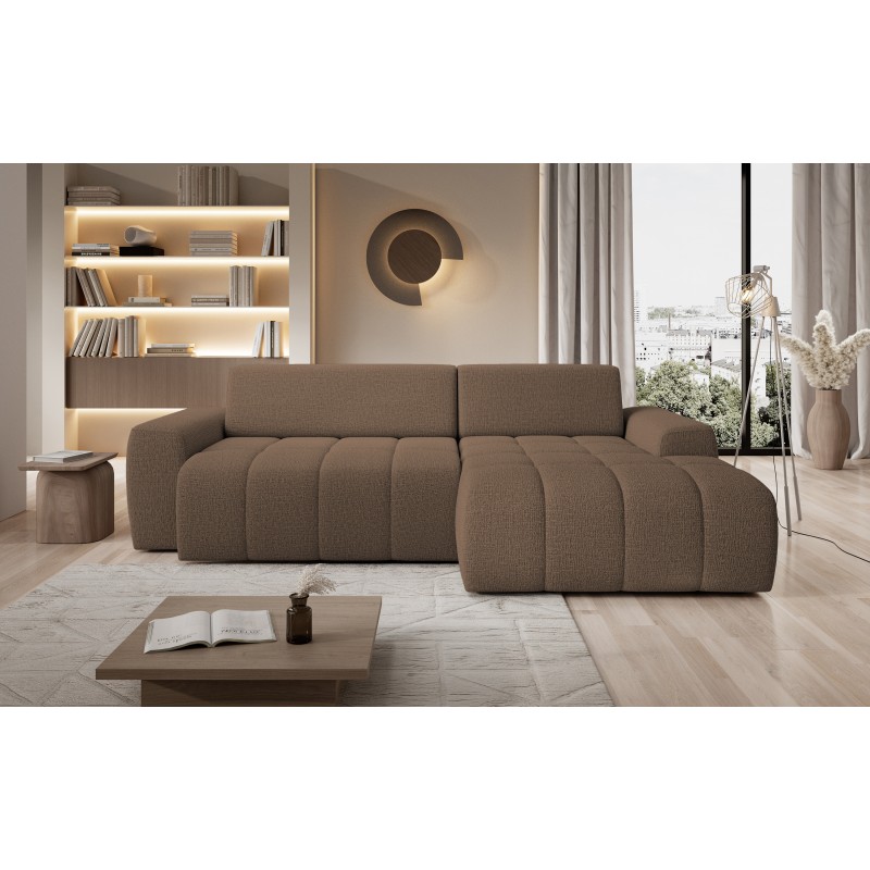 SAVIO Right-Hand Corner Sofa with Electric Adjustment, Freestanding in KANSAS 08 Cappuccino Fabric - VERSAILLES Edition SAVIO Right-Hand Corner Sofa with Electric Adjustment, Freestanding in KANSAS 08 Cappuccino Fabric - VERSAILLES Edition