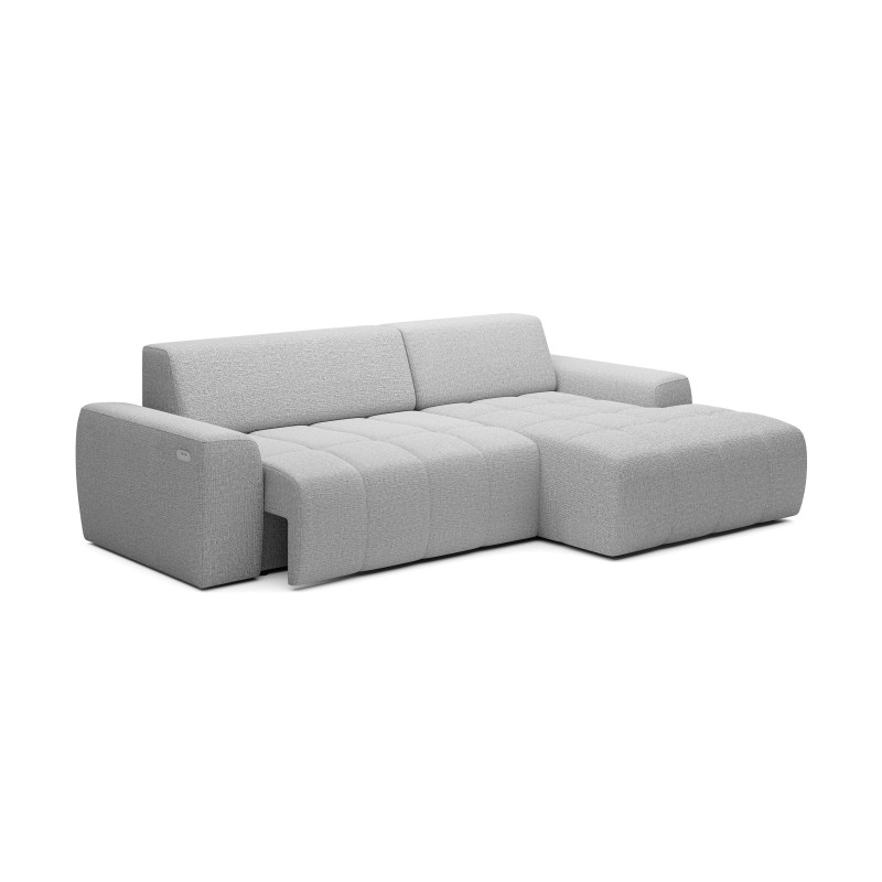 SAVIO Right-Handed Corner Sofa with Electric Adjustment, Free-Standing in KANSAS 12 Ash Grey Fabric - VERSAILLES Edition SAVIO Right-Handed Corner Sofa with Electric Adjustment, Free-Standing in KANSAS 12 Ash Grey Fabric - VERSAILLES Edition