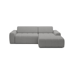SAVIO Right-Handed Corner Sofa with Electric Adjustment, Freestanding, in KANSAS 14 Light Grey Fabric - VERSAILLES Edition