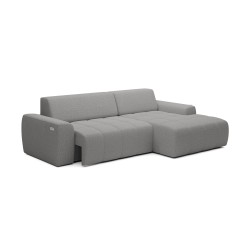 SAVIO Right-Handed Corner Sofa with Electric Adjustment, Freestanding, in KANSAS 14 Light Grey Fabric - VERSAILLES Edition SAVIO Right-Handed Corner Sofa with Electric Adjustment, Freestanding, in KANSAS 14 Light Grey Fabric - VERSAILLES Edition