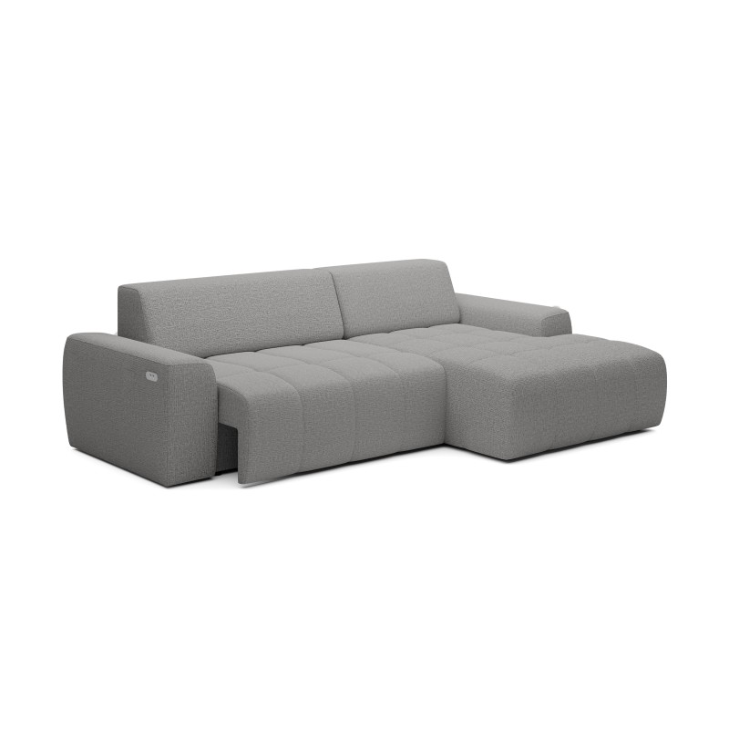 SAVIO Right-Handed Corner Sofa with Electric Adjustment, Freestanding, in KANSAS 14 Light Grey Fabric - VERSAILLES Edition SAVIO Right-Handed Corner Sofa with Electric Adjustment, Freestanding, in KANSAS 14 Light Grey Fabric - VERSAILLES Edition
