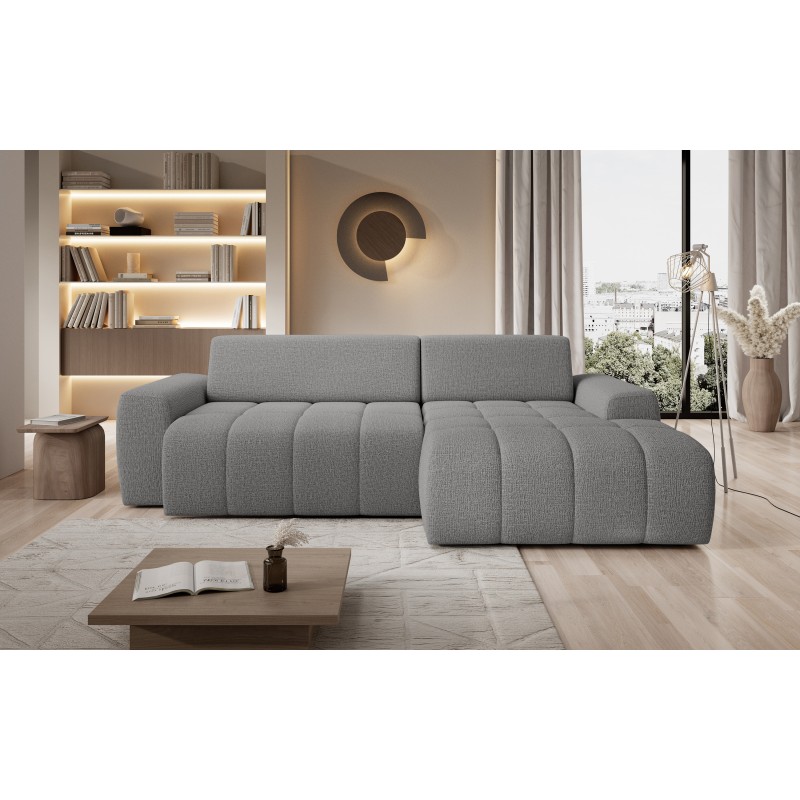 SAVIO Right-Handed Corner Sofa with Electric Adjustment, Freestanding, in KANSAS 14 Light Grey Fabric - VERSAILLES Edition SAVIO Right-Handed Corner Sofa with Electric Adjustment, Freestanding, in KANSAS 14 Light Grey Fabric - VERSAILLES Edition