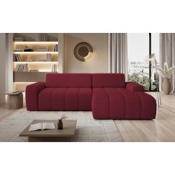 SAVIO Right-Hand Corner Sofa with Electric Adjustment, Free-Standing in KANSAS 18 Cherry Fabric - VERSAILLES Edition SAVIO Right-Hand Corner Sofa with Electric Adjustment, Free-Standing in KANSAS 18 Cherry Fabric - VERSAILLES Edition