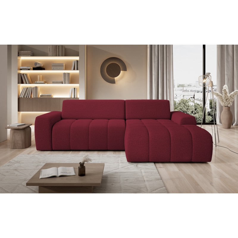 SAVIO Right-Hand Corner Sofa with Electric Adjustment, Free-Standing in KANSAS 18 Cherry Fabric - VERSAILLES Edition SAVIO Right-Hand Corner Sofa with Electric Adjustment, Free-Standing in KANSAS 18 Cherry Fabric - VERSAILLES Edition