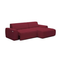 SAVIO Right-Hand Corner Sofa with Electric Adjustment, Free-Standing in KANSAS 18 Cherry Fabric - VERSAILLES Edition SAVIO Right-Hand Corner Sofa with Electric Adjustment, Free-Standing in KANSAS 18 Cherry Fabric - VERSAILLES Edition
