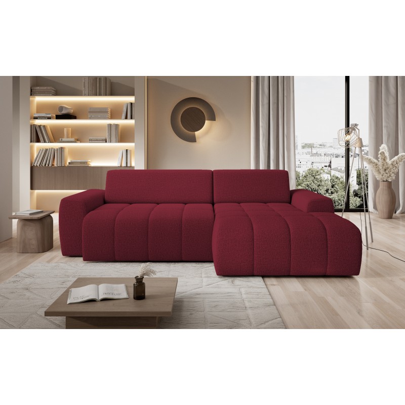 SAVIO Right-Hand Corner Sofa with Electric Adjustment, Free-Standing in KANSAS 18 Cherry Fabric - VERSAILLES Edition SAVIO Right-Hand Corner Sofa with Electric Adjustment, Free-Standing in KANSAS 18 Cherry Fabric - VERSAILLES Edition