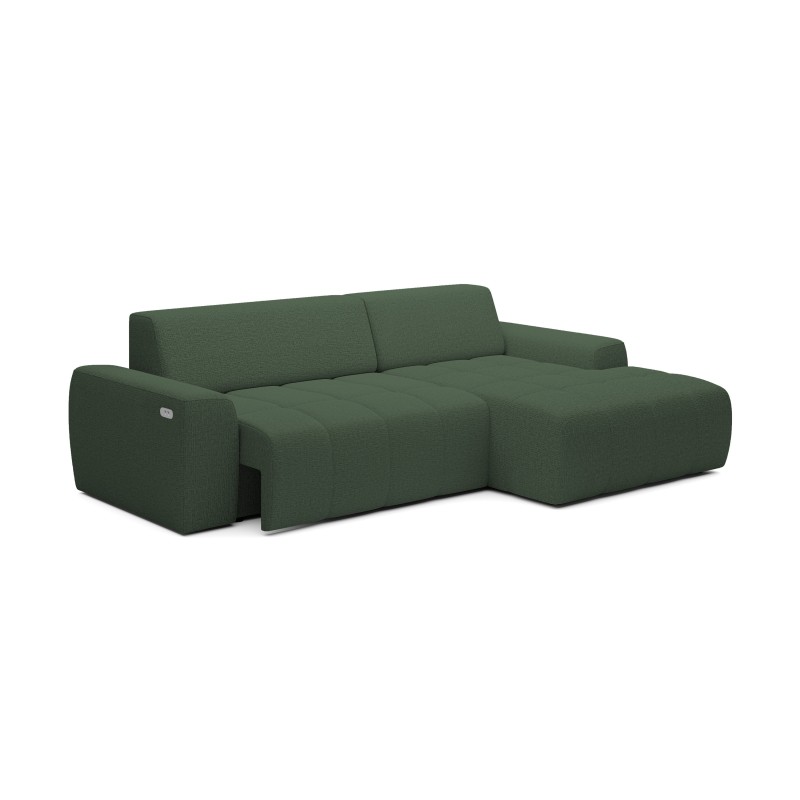 SAVIO Right-Hand Corner with Electric Adjustment, Free-Standing Green KANSAS 22 Fabric, WERSAL Edition SAVIO Right-Hand Corner with Electric Adjustment, Free-Standing Green KANSAS 22 Fabric, WERSAL Edition