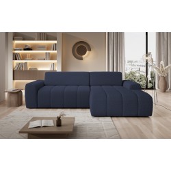SAVIO Right-Hand Corner Sofa with Electric Adjustment, Free-Standing in KANSAS 23 Blue Fabric from VERSAL SAVIO Right-Hand Corner Sofa with Electric Adjustment, Free-Standing in KANSAS 23 Blue Fabric from VERSAL