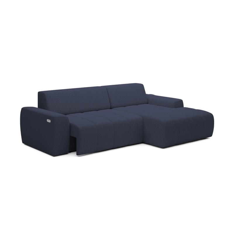 SAVIO Right-Hand Corner Sofa with Electric Adjustment, Free-Standing in KANSAS 23 Blue Fabric from VERSAL SAVIO Right-Hand Corner Sofa with Electric Adjustment, Free-Standing in KANSAS 23 Blue Fabric from VERSAL