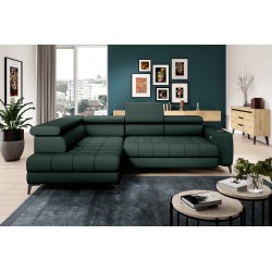 Baggio Left-Handed Corner Sofa by Versal – Dark Green Fabric with Sleep Function Baggio Left-Handed Corner Sofa by Versal – Dark Green Fabric with Sleep Function