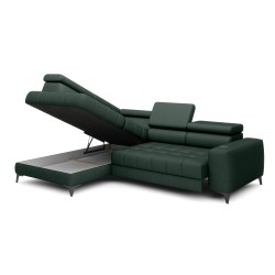 Baggio Left-Handed Corner Sofa by Versal – Dark Green Fabric with Sleep Function Baggio Left-Handed Corner Sofa by Versal – Dark Green Fabric with Sleep Function