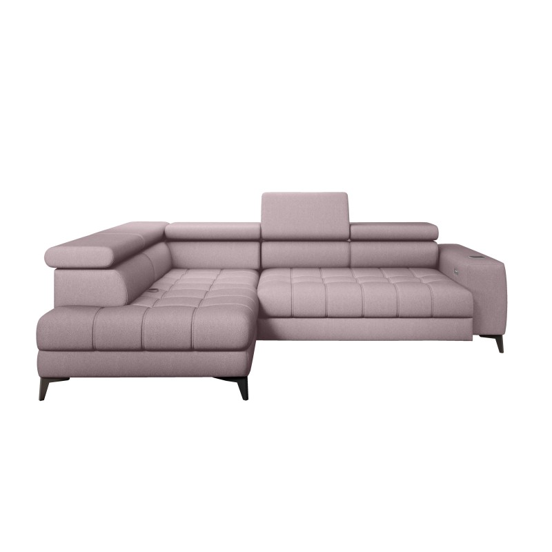 BAGGIO Left-Handed Corner Sofa with Sleeping Function | Powder Pink LETTO Fabric BAGGIO Left-Handed Corner Sofa with Sleeping Function | Powder Pink LETTO Fabric