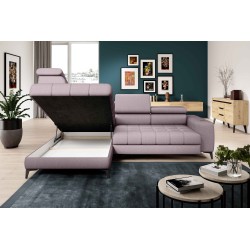 BAGGIO Left-Handed Corner Sofa with Sleeping Function | Powder Pink LETTO Fabric BAGGIO Left-Handed Corner Sofa with Sleeping Function | Powder Pink LETTO Fabric