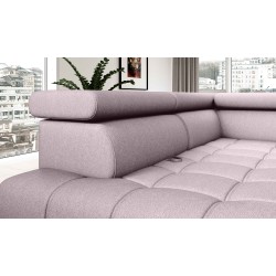 BAGGIO Left-Handed Corner Sofa with Sleeping Function | Powder Pink LETTO Fabric BAGGIO Left-Handed Corner Sofa with Sleeping Function | Powder Pink LETTO Fabric