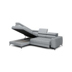 Baggio Left-Hand Corner Sofa with Sleeping Function | Freestanding Letto 80 Light Grey Fabric Version Baggio Left-Hand Corner Sofa with Sleeping Function | Freestanding Letto 80 Light Grey Fabric Version