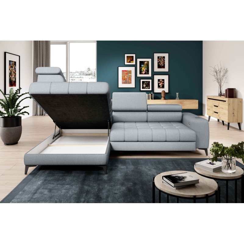Baggio Left-Hand Corner Sofa with Sleeping Function | Freestanding Letto 80 Light Grey Fabric Version Baggio Left-Hand Corner Sofa with Sleeping Function | Freestanding Letto 80 Light Grey Fabric Version