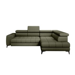 BAGGIO Right-Hand Corner Sofa with Sleep Function, Freestanding, LETTO 38 Light Green Fabric, VERSAILLES Edition
