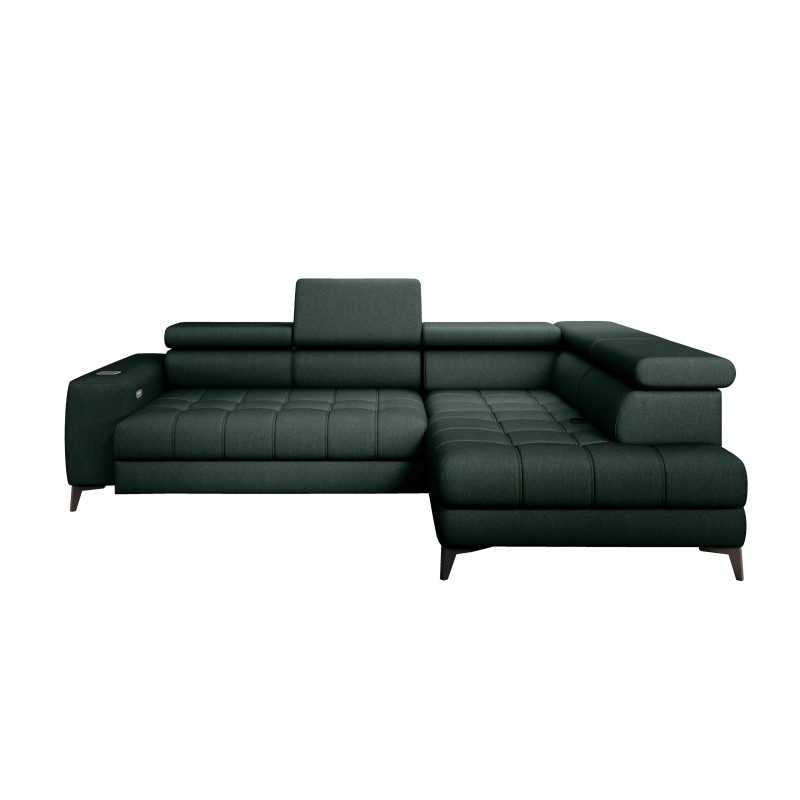 "Baggio Right-Hand Corner Sofa with Sleep Function, Free-Standing in Letto 39 Dark Green Fabric - Versailles Edition"