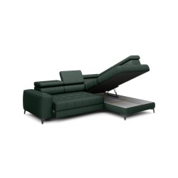 "Baggio Right-Hand Corner Sofa with Sleep Function, Free-Standing in Letto 39 Dark Green Fabric - Versailles Edition" "Baggio Right-Hand Corner Sofa with Sleep Function, Free-Standing in Letto 39 Dark Green Fabric - Versailles Edition"