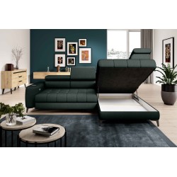 "Baggio Right-Hand Corner Sofa with Sleep Function, Free-Standing in Letto 39 Dark Green Fabric - Versailles Edition" "Baggio Right-Hand Corner Sofa with Sleep Function, Free-Standing in Letto 39 Dark Green Fabric - Versailles Edition"