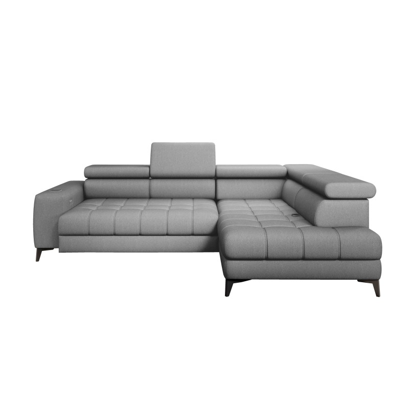 Baggio Right-Hand Corner Sofa with Sleep Function, Freestanding Letto 88 Grey Fabric - Versailles Edition