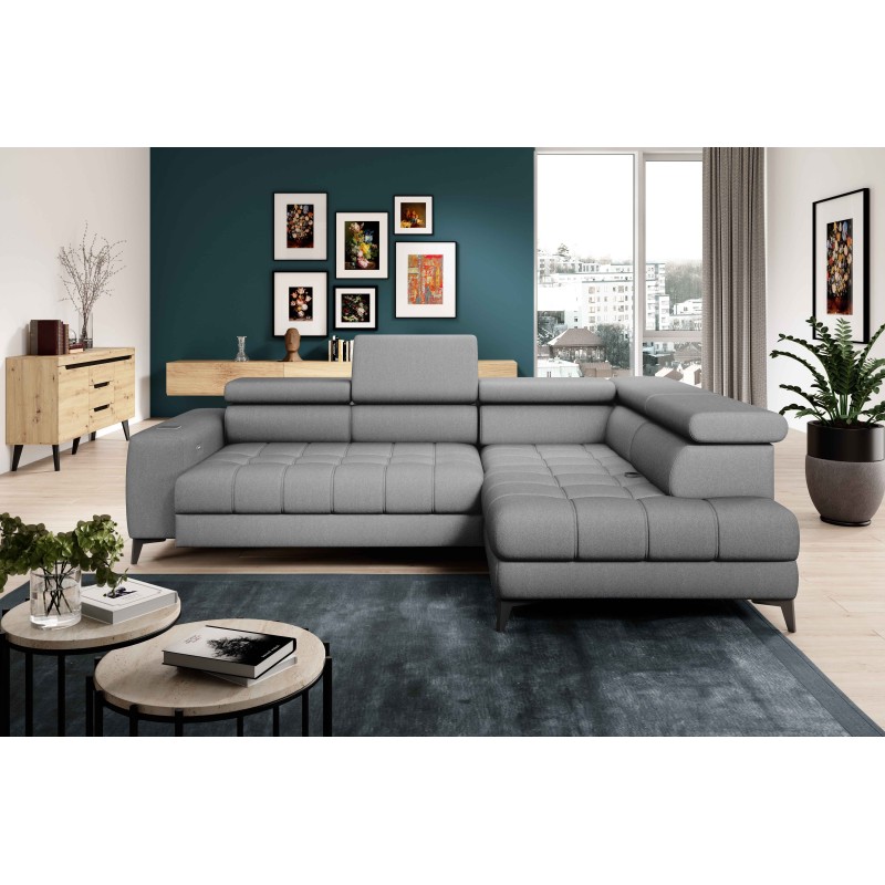 Baggio Right-Hand Corner Sofa with Sleep Function, Freestanding Letto 88 Grey Fabric - Versailles Edition Baggio Right-Hand Corner Sofa with Sleep Function, Freestanding Letto 88 Grey Fabric - Versailles Edition