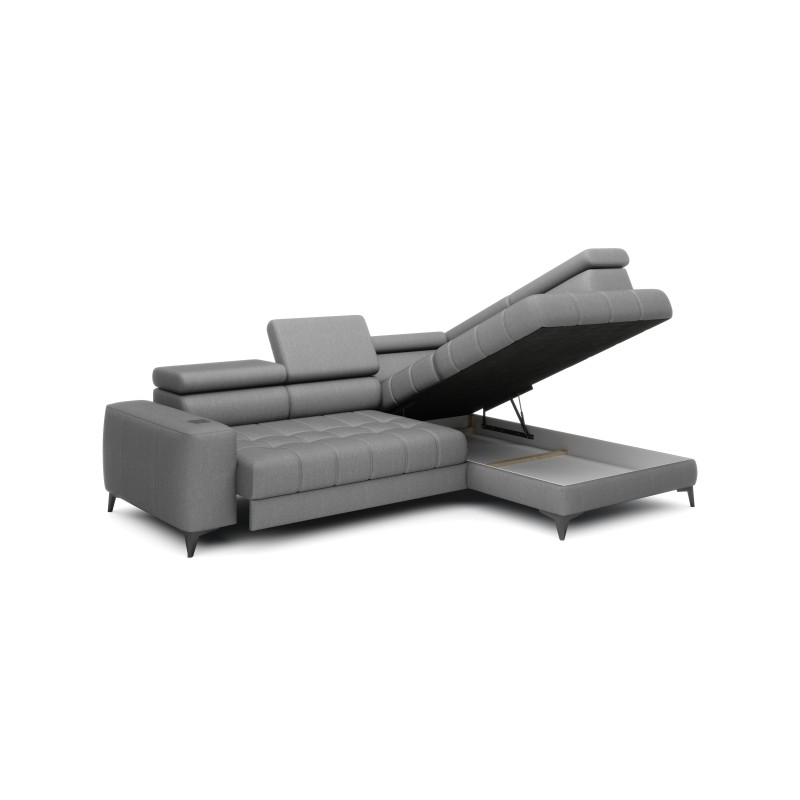Baggio Right-Hand Corner Sofa with Sleep Function, Freestanding Letto 88 Grey Fabric - Versailles Edition Baggio Right-Hand Corner Sofa with Sleep Function, Freestanding Letto 88 Grey Fabric - Versailles Edition