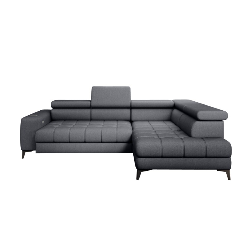 Baggio Right-Hand Corner Sofa With Sleep Function - Letto 93 Dark Grey Fabric