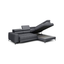 Baggio Right-Hand Corner Sofa With Sleep Function - Letto 93 Dark Grey Fabric Baggio Right-Hand Corner Sofa With Sleep Function - Letto 93 Dark Grey Fabric