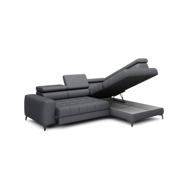 Baggio Right-Hand Corner Sofa With Sleep Function - Letto 93 Dark Grey Fabric Baggio Right-Hand Corner Sofa With Sleep Function - Letto 93 Dark Grey Fabric