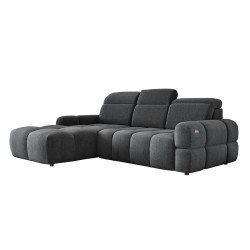 MATEO L Free-standing Left-hand Fabric Corner Sofa in Memphis 19 Gray Color by WERSAL