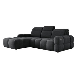 MATEO L Free-Standing Left-Hand Corner Fabric Sofa in Anthracite Memphis 20 Color - WERSAL Edition