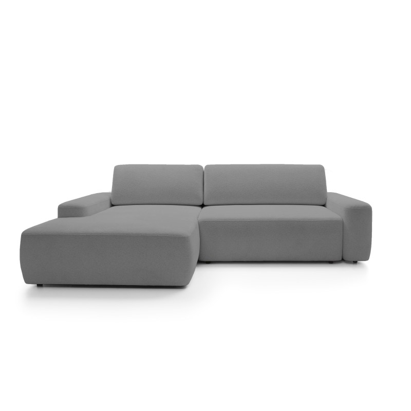 SAVIO Left-Handed Corner Sofa with Electric Adjustment, Free-Standing in KANSAS 06 Dark Beige Fabric by Stork Furniture