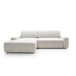 SAVIO Left-Handed Corner Sofa with Electric Adjustment, Free-Standing in Cappuccino KANSAS 08 Fabric by Stork Furniture