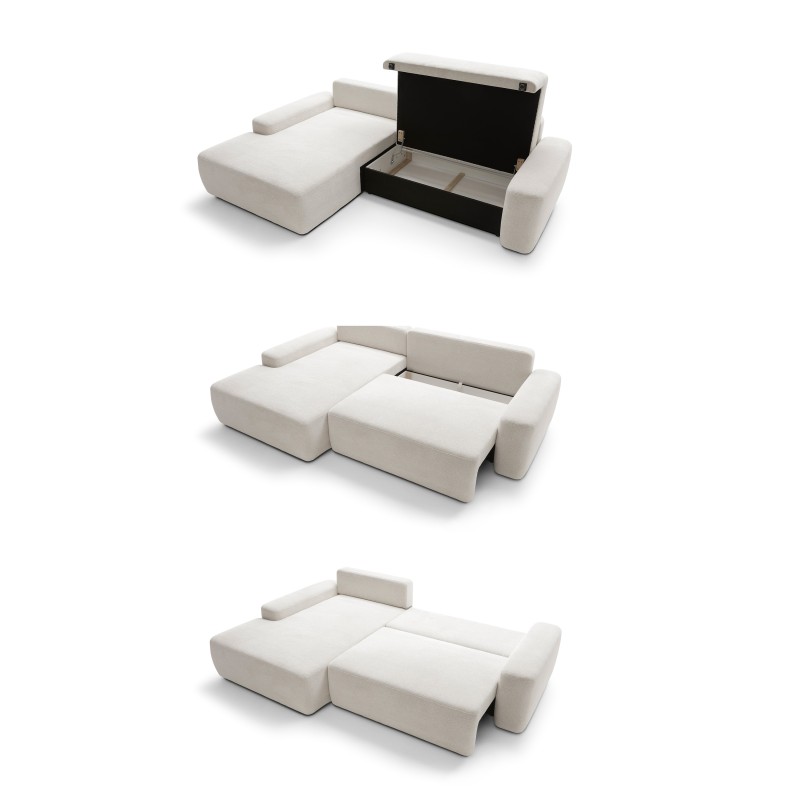 SAVIO Left-Handed Corner Sofa with Electric Adjustment, Free-Standing in Cappuccino KANSAS 08 Fabric by Stork Furniture SAVIO Left-Handed Corner Sofa with Electric Adjustment, Free-Standing in Cappuccino KANSAS 08 Fabric by Stork Furniture