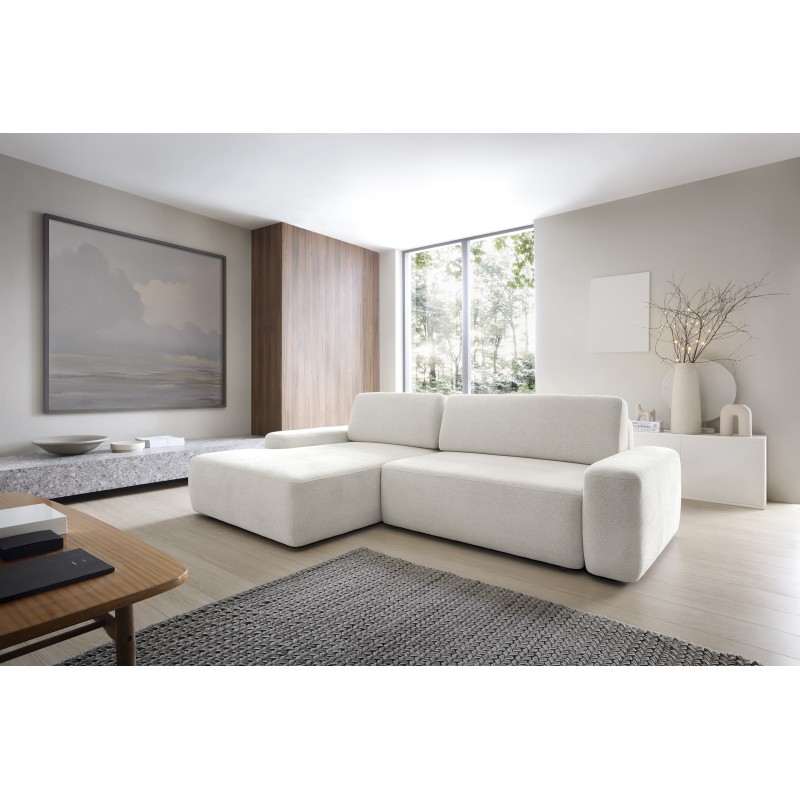 SAVIO Left-Handed Corner Sofa with Electric Adjustment, Free-Standing in Cappuccino KANSAS 08 Fabric by Stork Furniture SAVIO Left-Handed Corner Sofa with Electric Adjustment, Free-Standing in Cappuccino KANSAS 08 Fabric by Stork Furniture