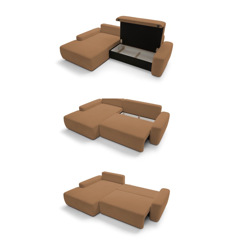 SAVIO Left-Handed Corner Sofa with Electric Adjustment, Free-standing in KANSAS 14 Light Grey Fabric by Stork Furniture SAVIO Left-Handed Corner Sofa with Electric Adjustment, Free-standing in KANSAS 14 Light Grey Fabric by Stork Furniture